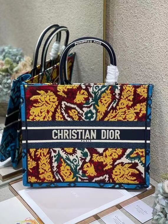 DIOR BOOK TOTE BLUE Multicolor Dior Paisley Embroidery M1287Z