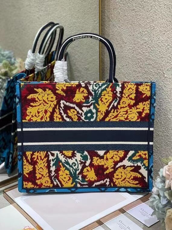 DIOR BOOK TOTE BLUE Multicolor Dior Paisley Embroidery M1287Z