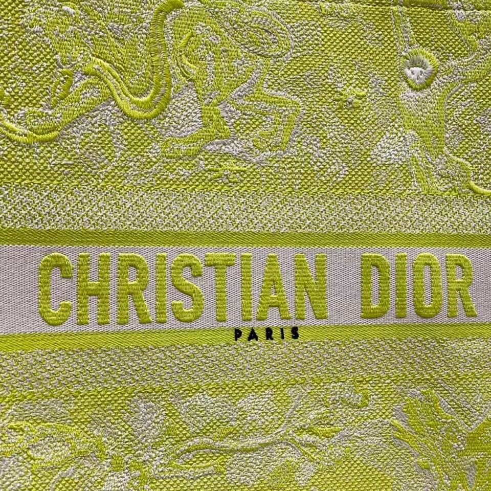 DIOR BOOK TOTE Lime Toile de Jouy Reverse Embroidery M1286ZR