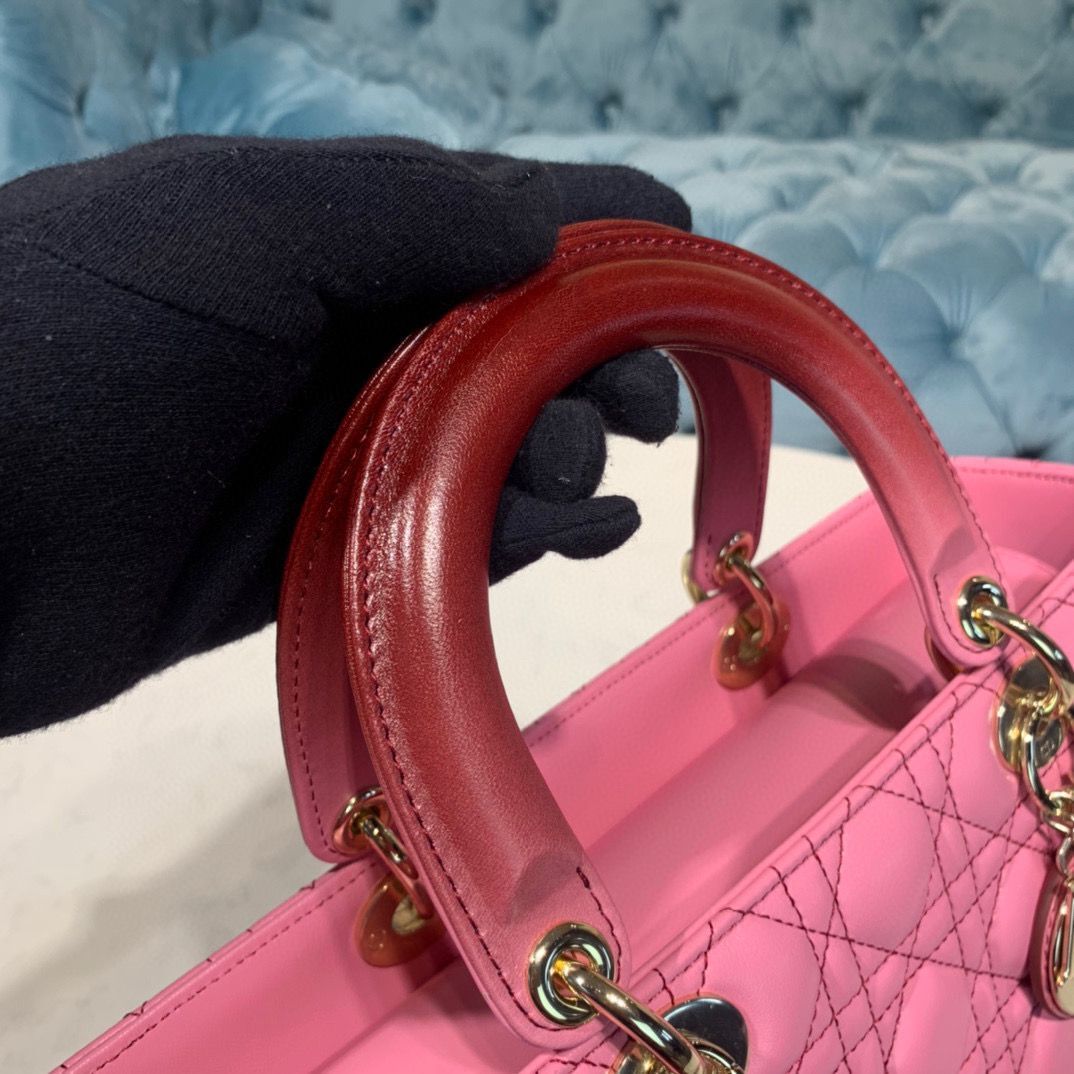 DIOR LADY BAG Pink Gradient Cannage Lambskin M0567 Pink