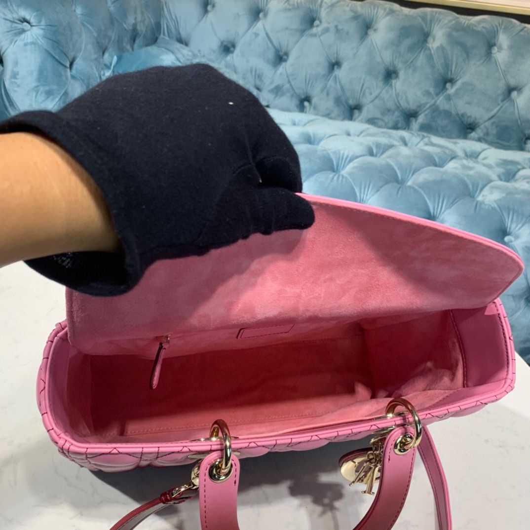 DIOR LADY BAG Pink Gradient Cannage Lambskin M0567 Pink