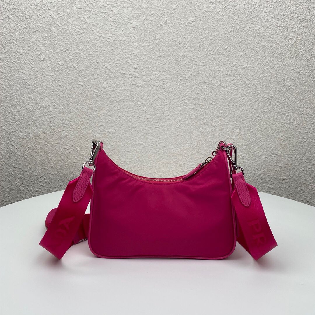 Prada Re-Edition nylon shoulder bag 1BH204 Dark pink