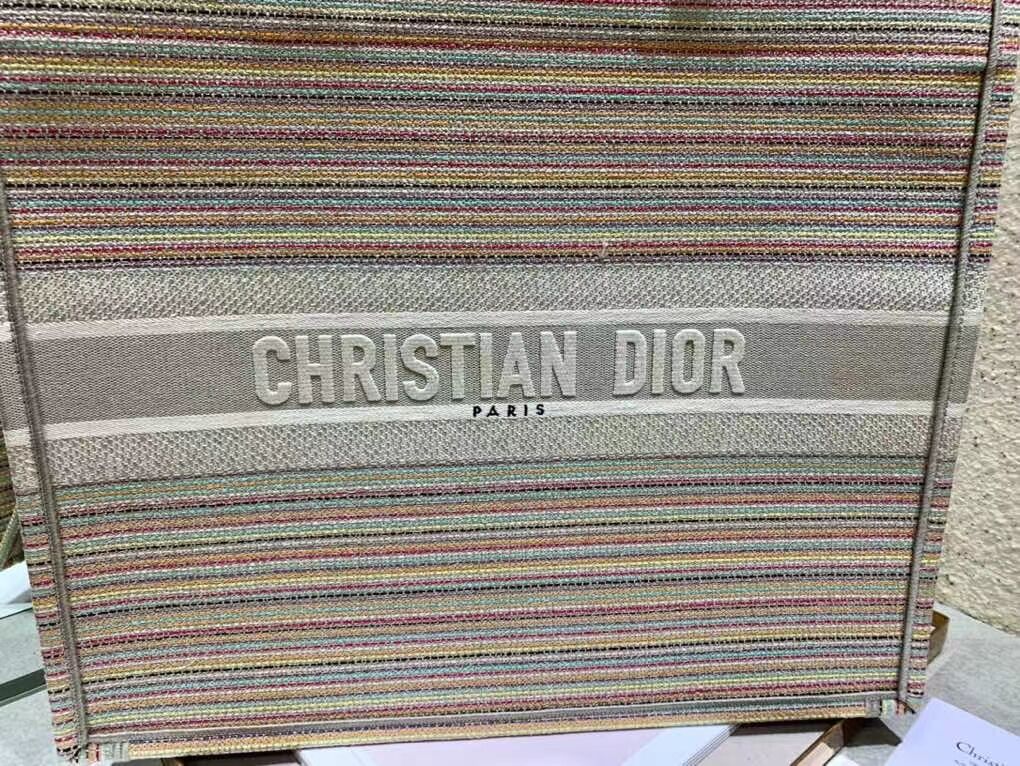 SMALL DIOR BOOK TOTE Multicolor Stripes Embroidery M1296ZRF