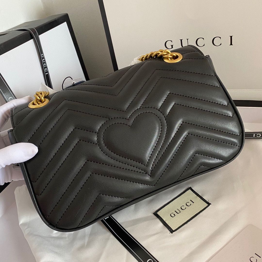 Gucci GG Marmont Original Leather matelasse shoulder bag 443497 Black