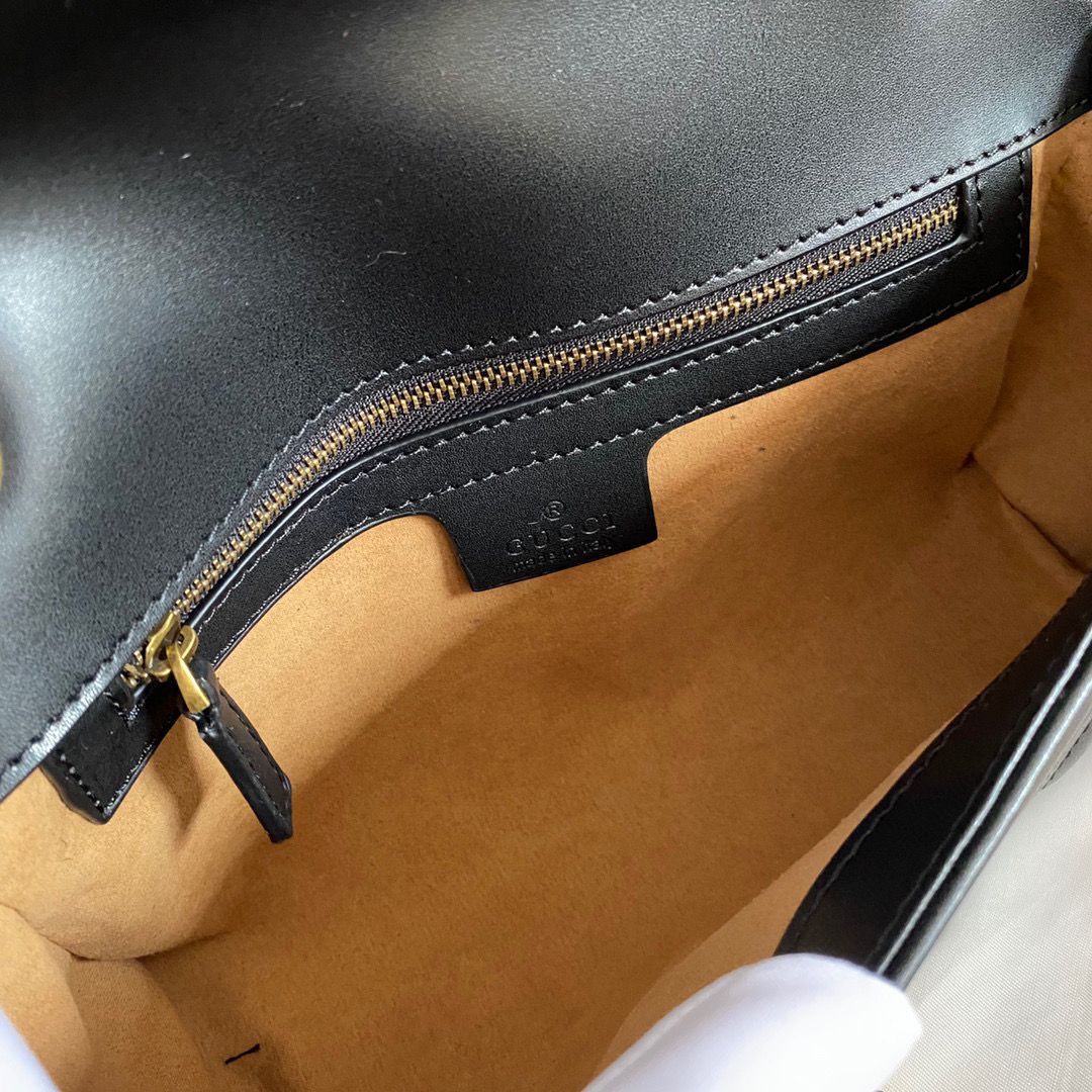 Gucci GG Marmont Original Leather matelasse shoulder bag 443497 Black