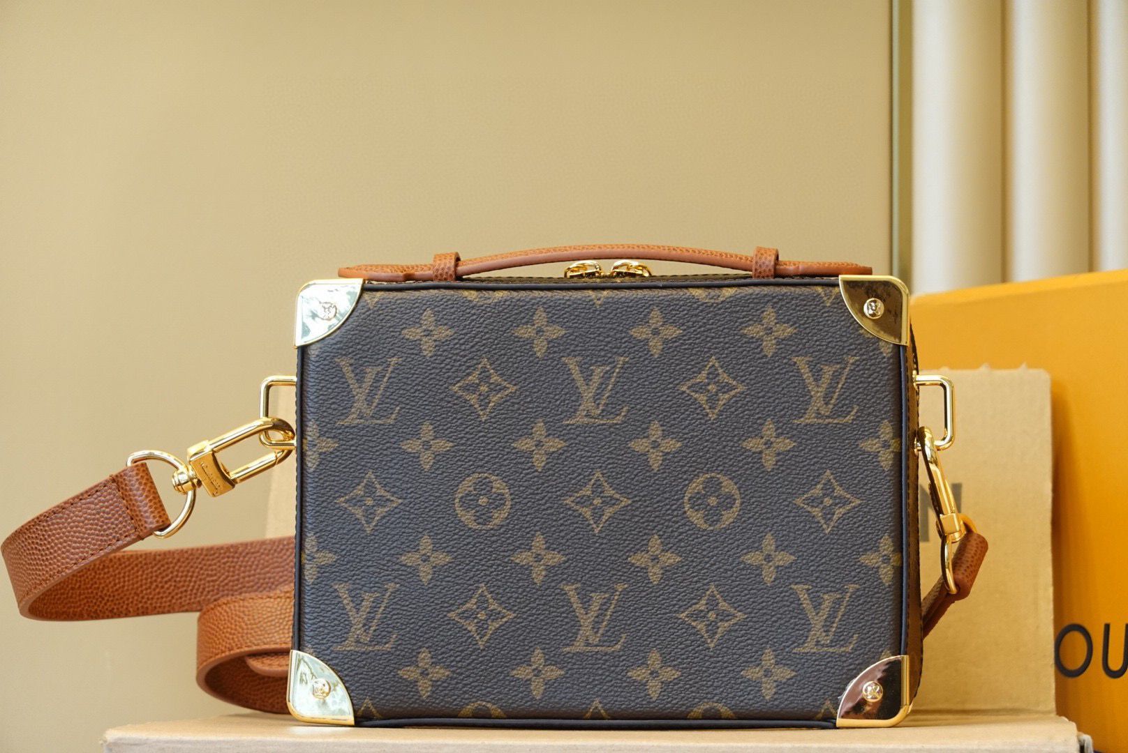 Louis Vuitton Monogram Canvas Handle Trunk Original Leather Bag M45785 Brown