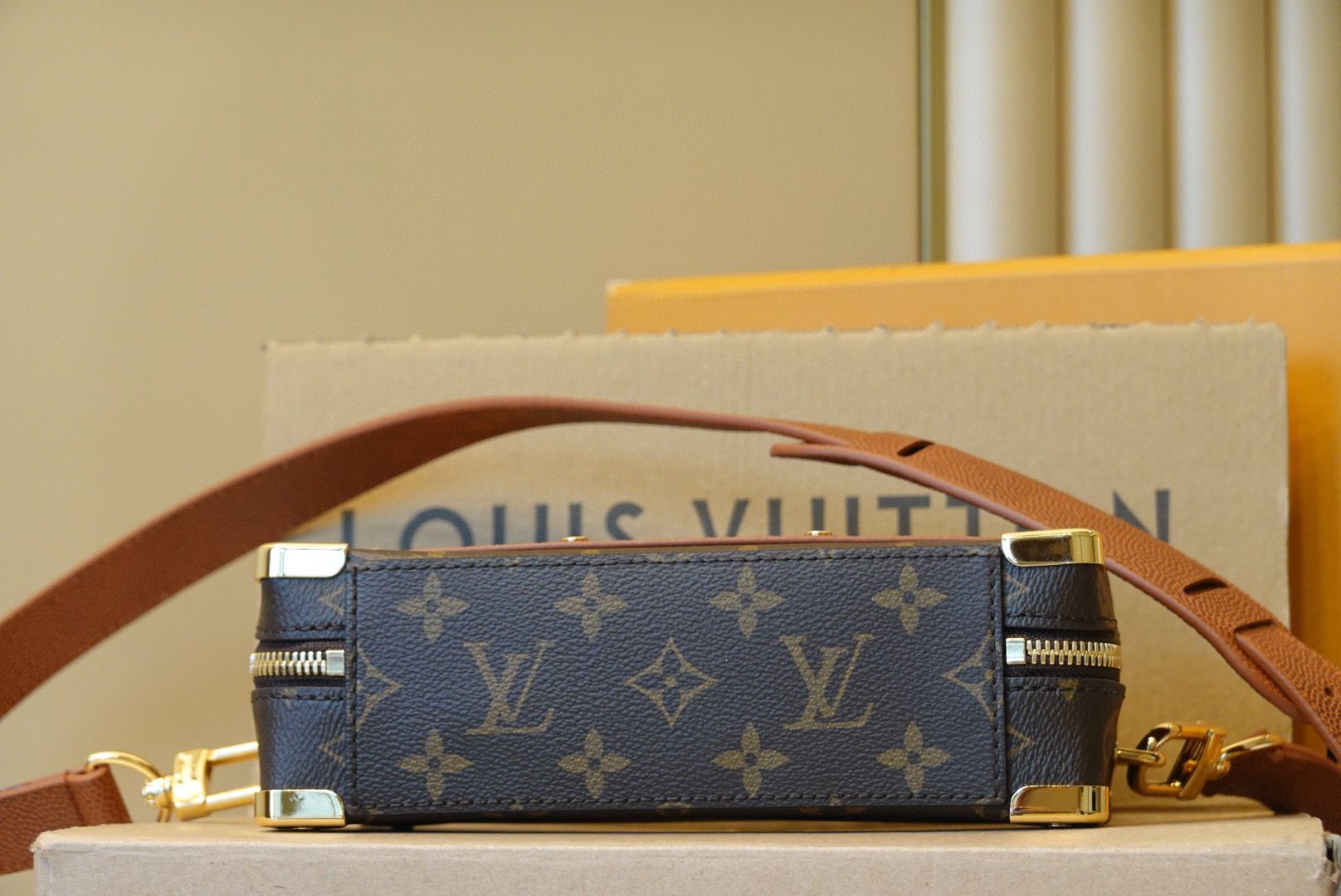Louis Vuitton Monogram Canvas Handle Trunk Original Leather Bag M45785 Brown