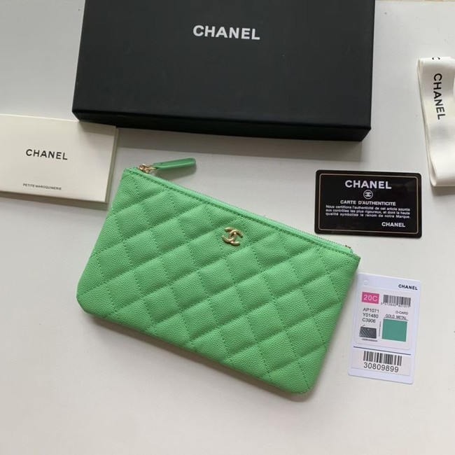 CHANEL 19 Caviar Original Leather Carry on bag AP1060 green