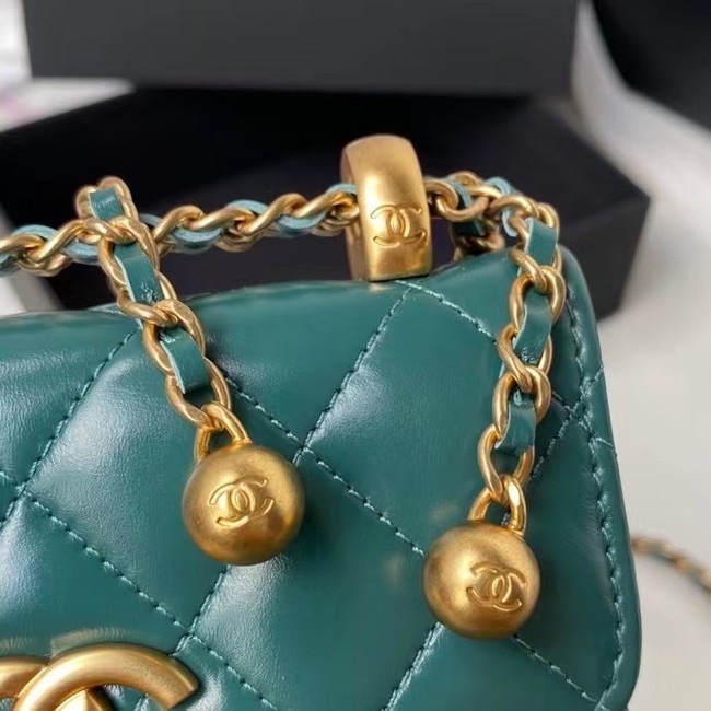 CHANEL mini wallet on chain AP2290 green