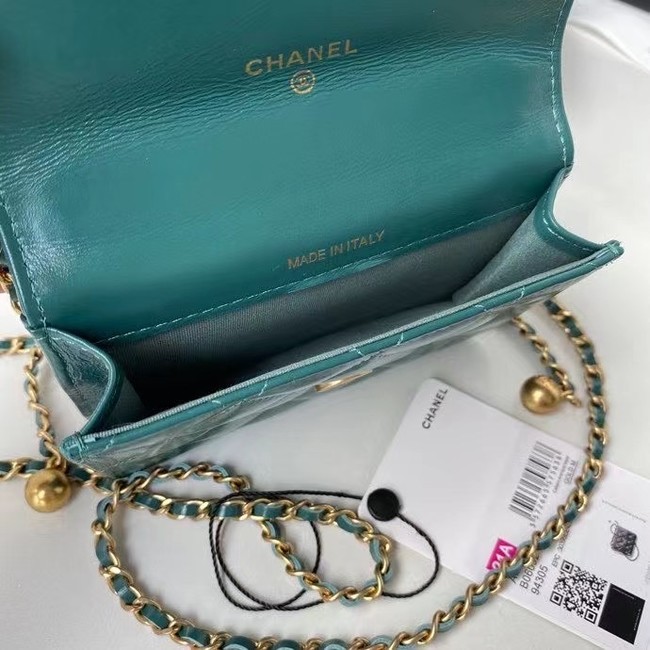 CHANEL mini wallet on chain AP2290 green