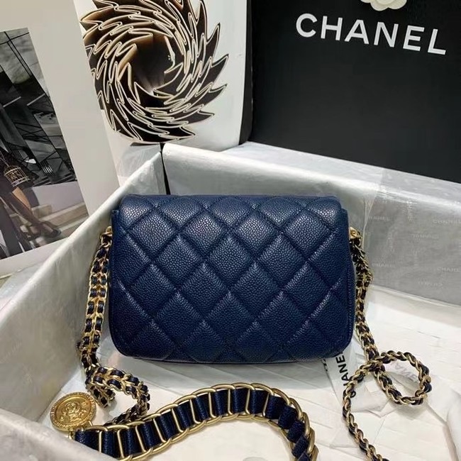 Chanel Flap Shoulder Bag Original leather AS2482 dark blue