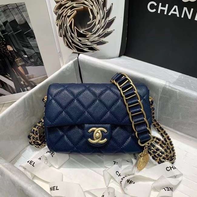 Chanel Flap Shoulder Bag Original leather AS2482 dark blue