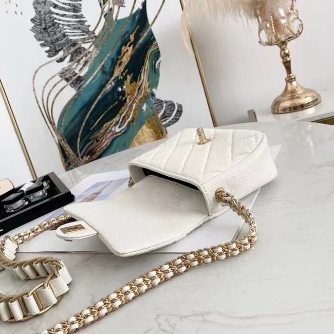 Chanel Flap Shoulder Bag Original  leather AS2482 white