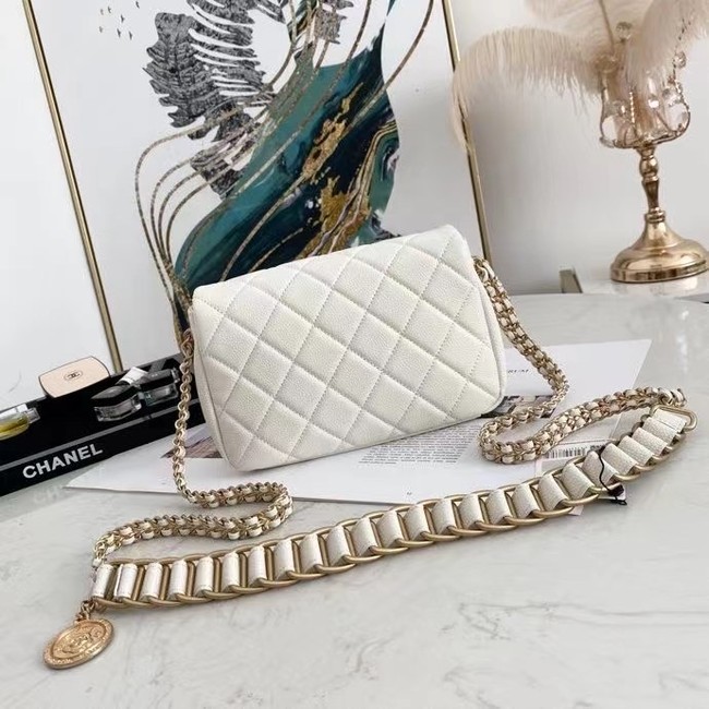 Chanel Flap Shoulder Bag Original leather AS2528 white