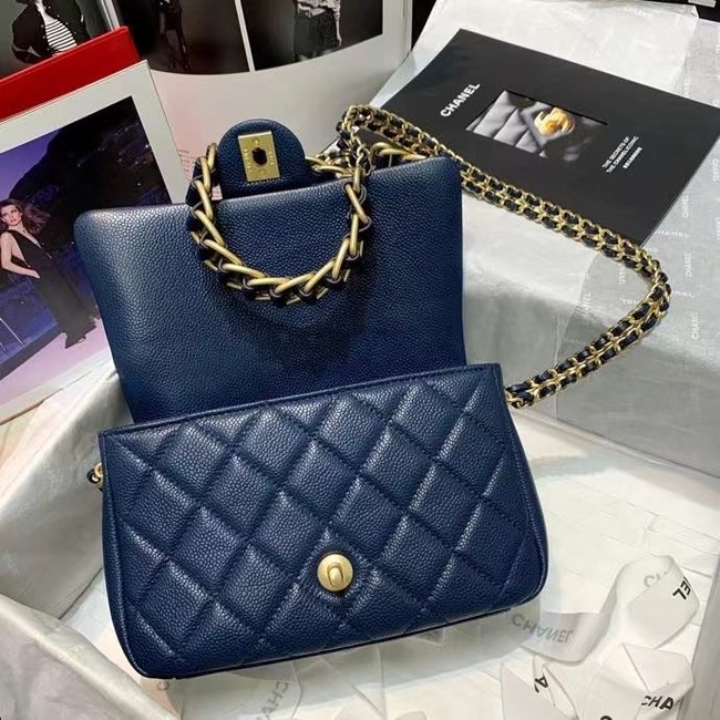 Chanel Flap Shoulder Bag Original leather AS2543 dark blue