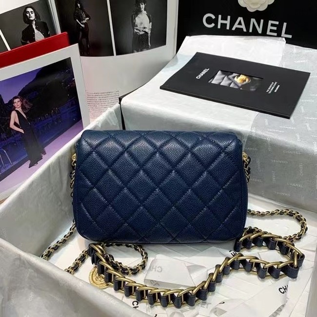 Chanel Flap Shoulder Bag Original leather AS2543 dark blue