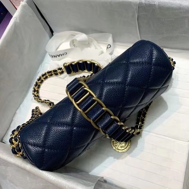 Chanel Flap Shoulder Bag Original leather AS2543 dark blue