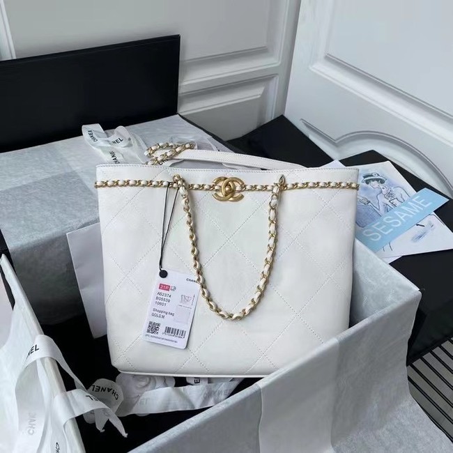 Chanel Original Leather Shopping Bag AS2374 white