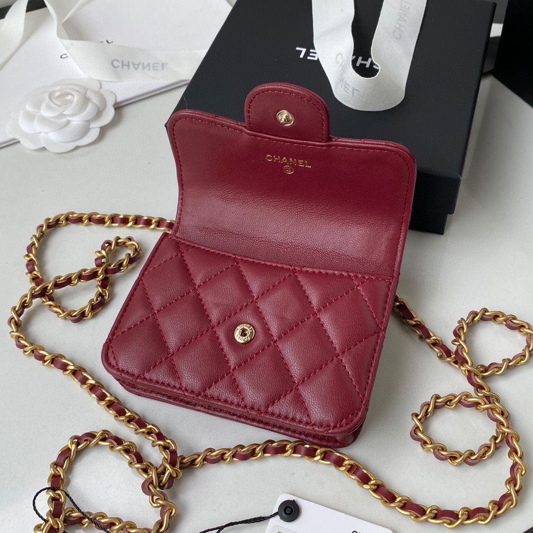 CHANEL Top Handle Micro Mini Wallet On Chain AP2200 Red
