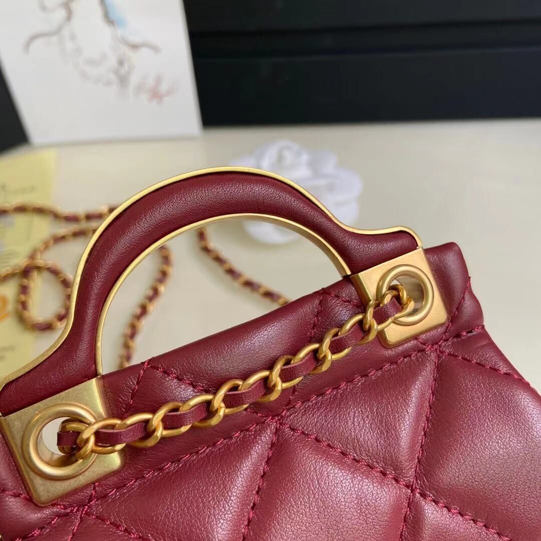 CHANEL Top Handle Micro Mini Wallet On Chain AP2206 Red