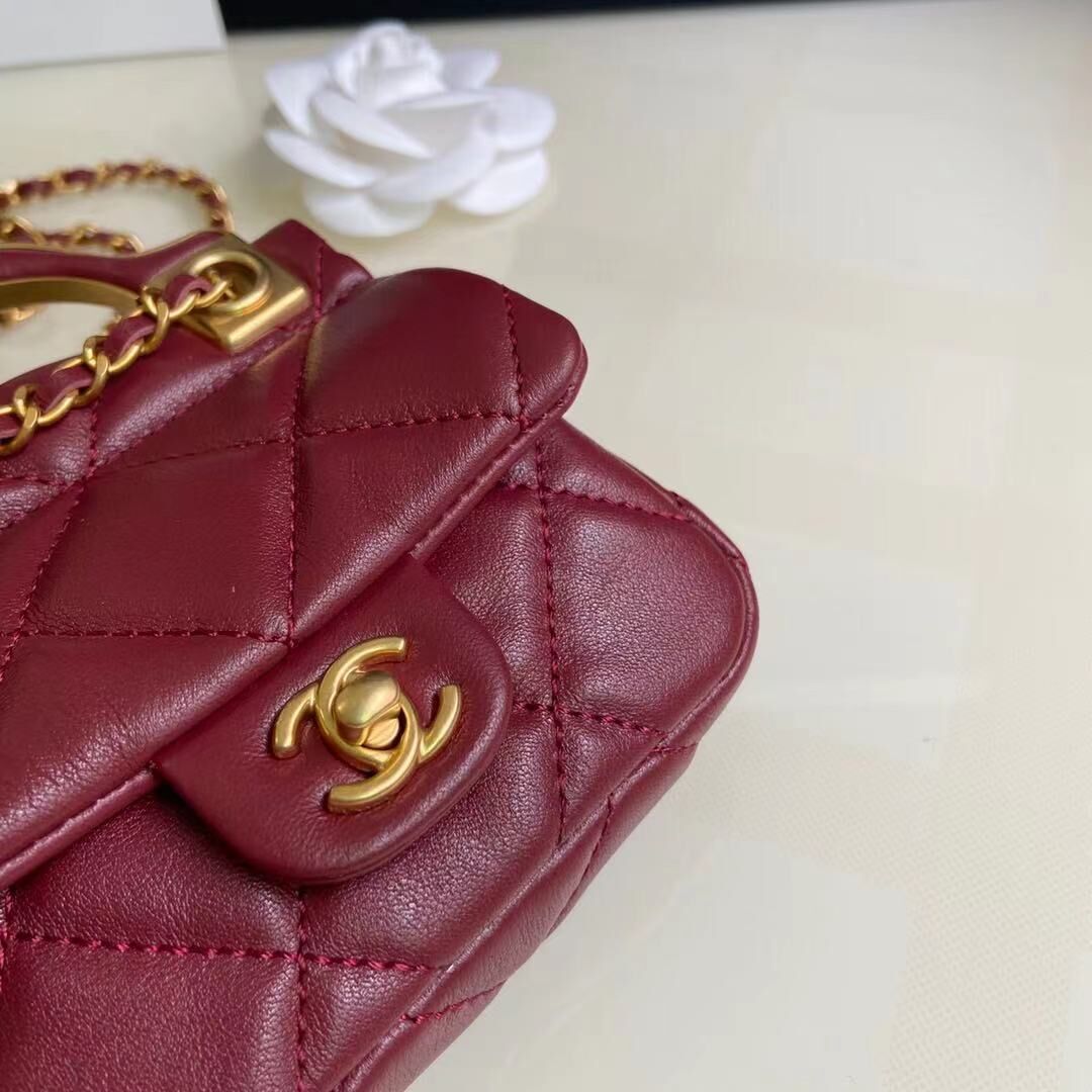 CHANEL Top Handle Micro Mini Wallet On Chain AP2206 Red