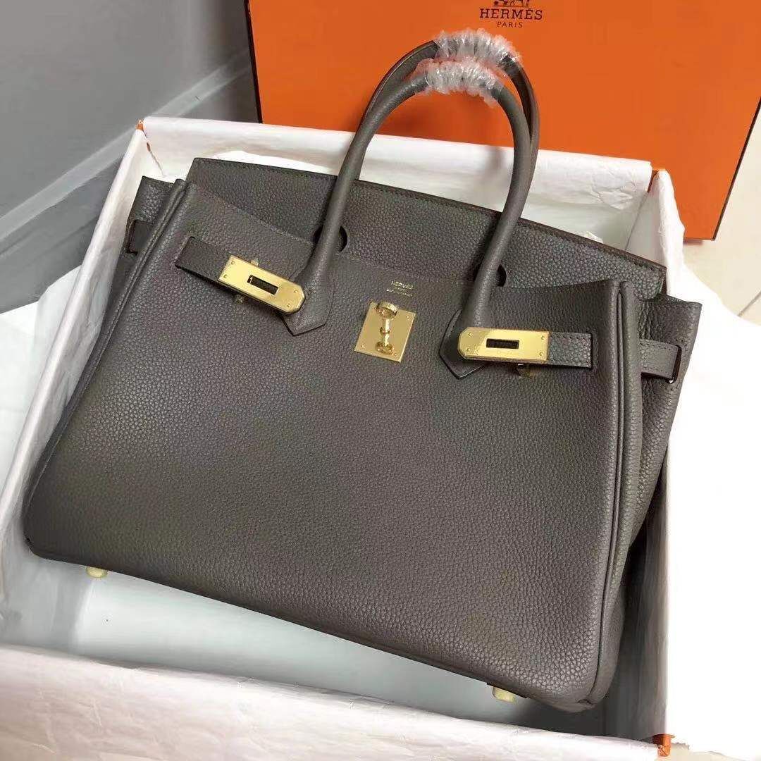 Hermes Birkin Bag Original Leather 35CM 17825 Tinware Grey 