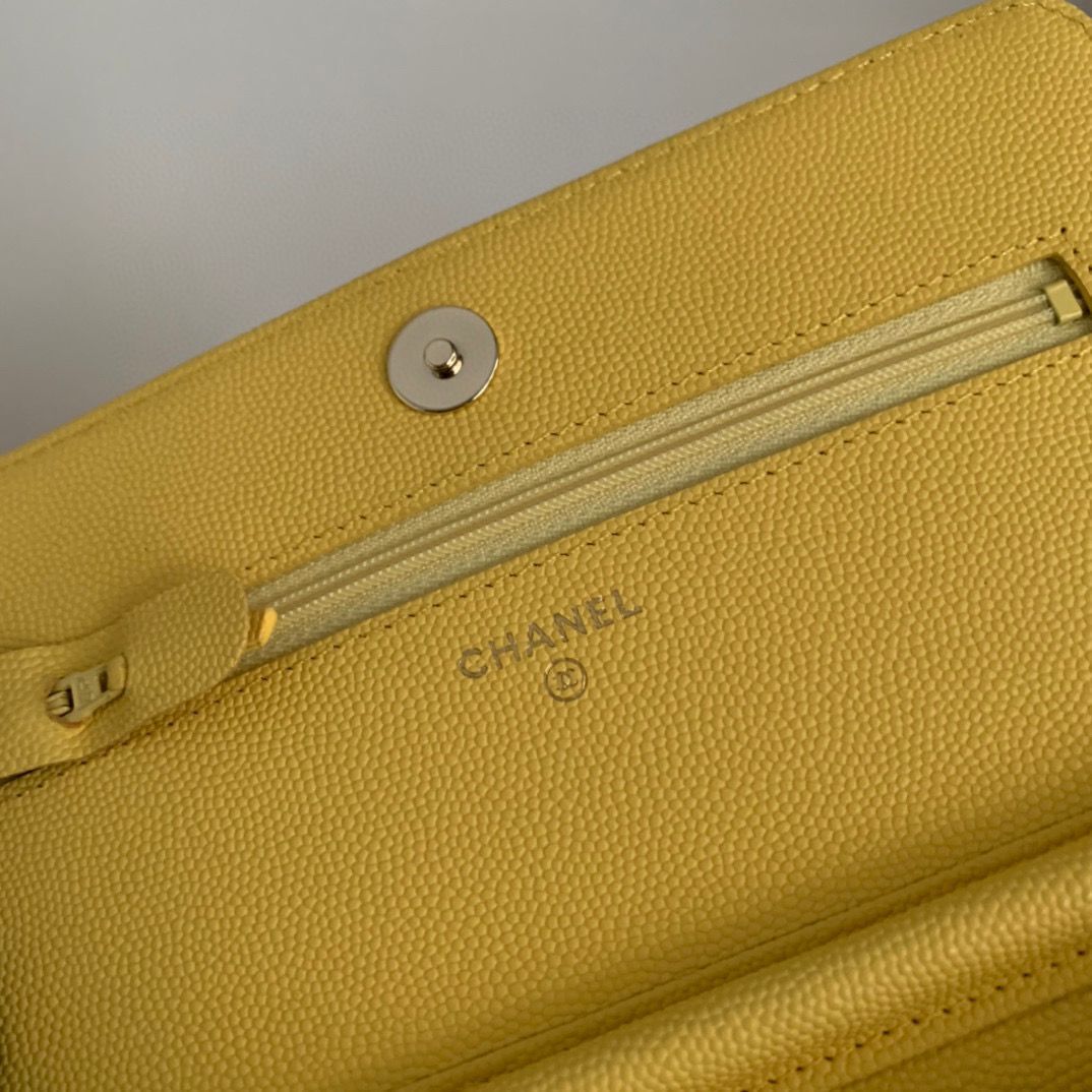 Chanel WOC Original Caviar Leather Flap cross-body bag V33818 Yellow