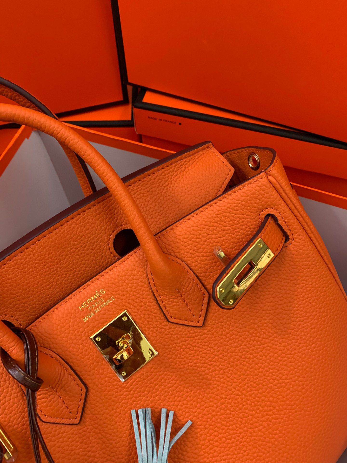 Hermes original Togo Leather HB35O Orange