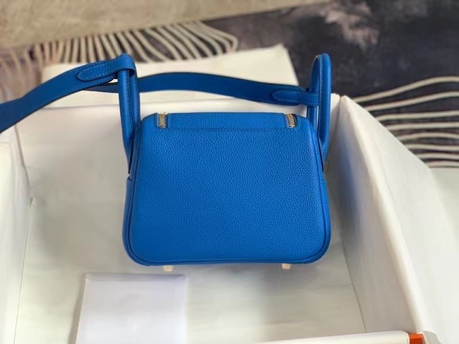 Hermes mini Lindy Original Togo Leather Bag OLD19 Electric blue