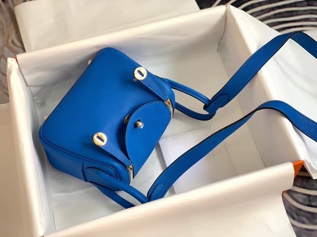 Hermes mini Lindy Original Togo Leather Bag OLD19 Electric blue