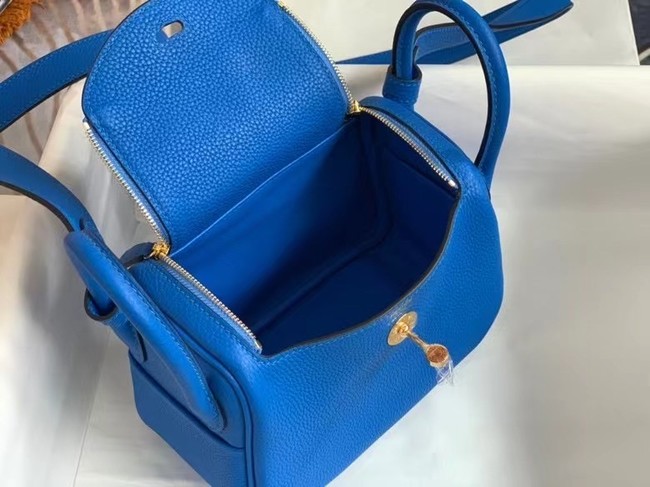 Hermes mini Lindy Original Togo Leather Bag OLD19 Electric blue