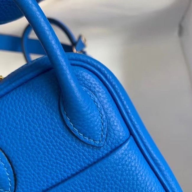 Hermes mini Lindy Original Togo Leather Bag OLD19 Electric blue