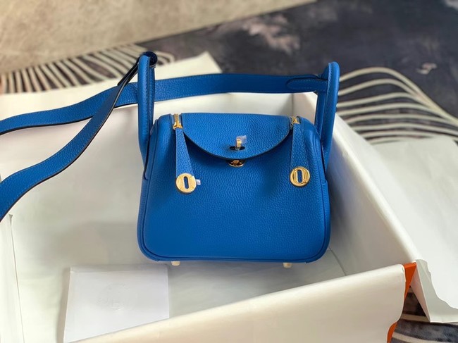 Hermes mini Lindy Original Togo Leather Bag OLD19 Electric blue