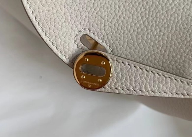 Hermes mini Lindy Original Togo Leather Bag OLD19 Pearl White