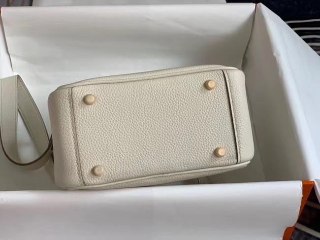 Hermes mini Lindy Original Togo Leather Bag OLD19 Pearl White