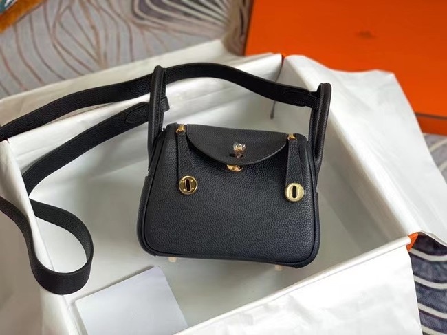 Hermes mini Lindy Original Togo Leather Bag OLD19 black