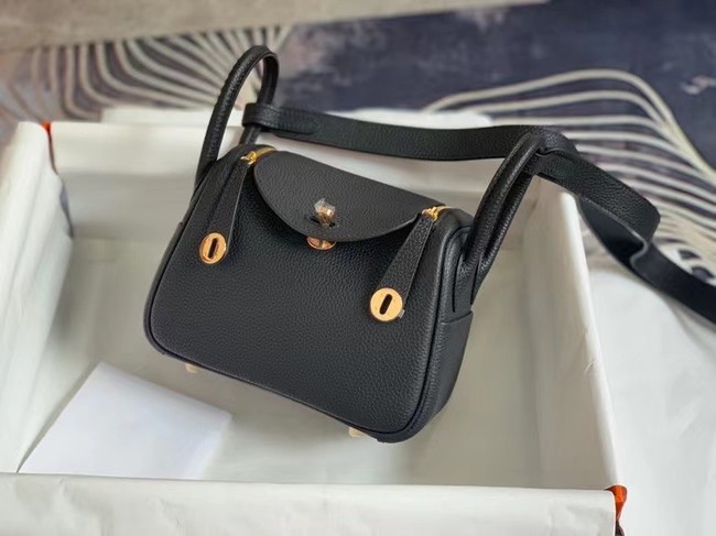 Hermes mini Lindy Original Togo Leather Bag OLD19 black