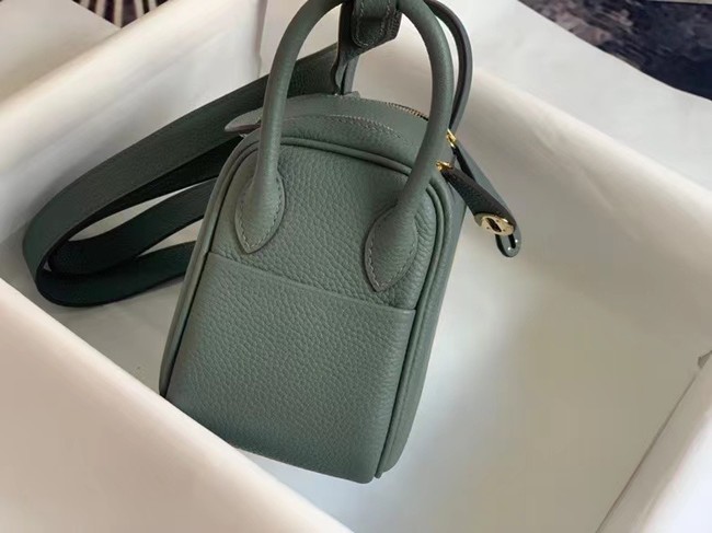 Hermes mini Lindy Original Togo Leather Bag OLD19 blackish green