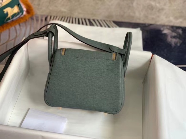 Hermes mini Lindy Original Togo Leather Bag OLD19 blackish green