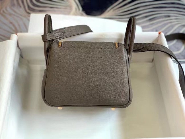 Hermes mini Lindy Original Togo Leather Bag OLD19 dark grey