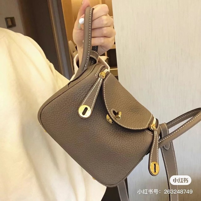 Hermes mini Lindy Original Togo Leather Bag OLD19 grey