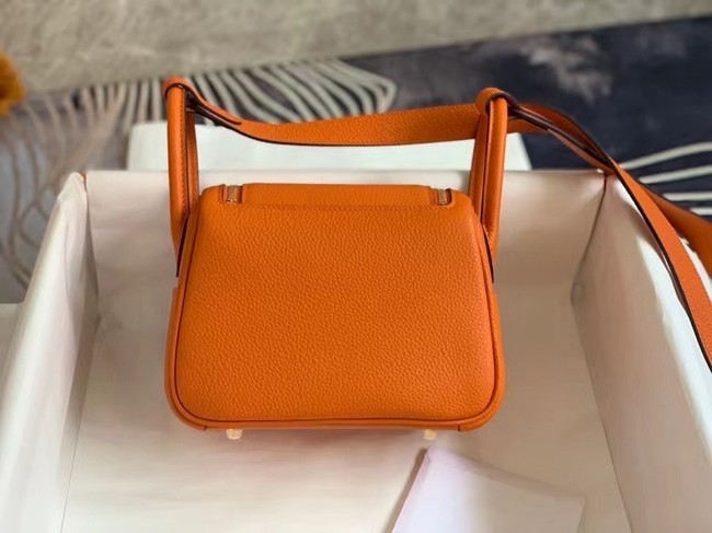 Hermes mini Lindy Original Togo Leather Bag OLD19 orange