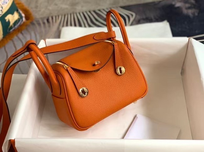 Hermes mini Lindy Original Togo Leather Bag OLD19 orange