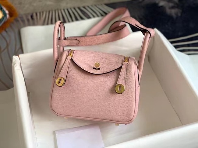 Hermes mini Lindy Original Togo Leather Bag OLD19 pink