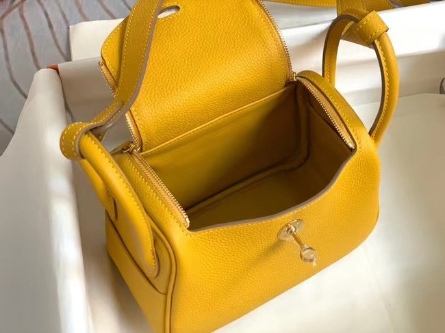 Hermes mini Lindy Original Togo Leather Bag OLD19 yellow