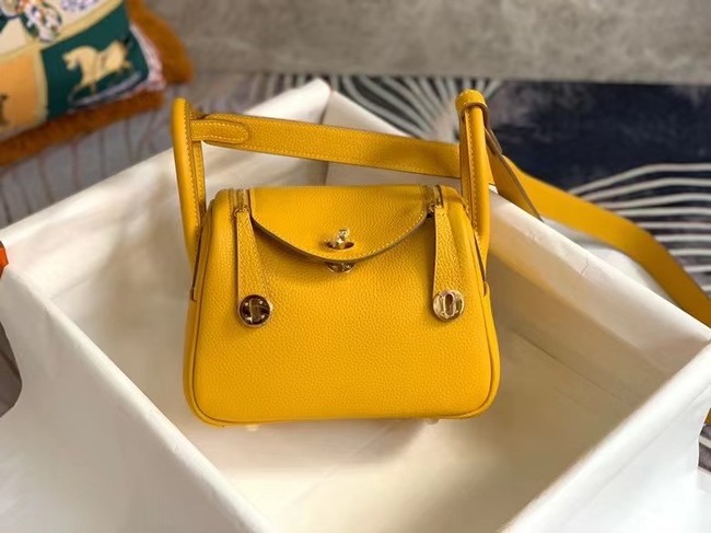 Hermes mini Lindy Original Togo Leather Bag OLD19 yellow