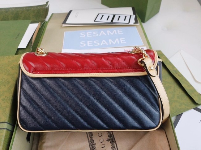 Gucci GG Marmont small shoulder bag 443497 Blue and red
