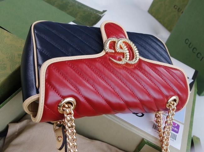 Gucci GG Marmont small shoulder bag 443497 Blue and red