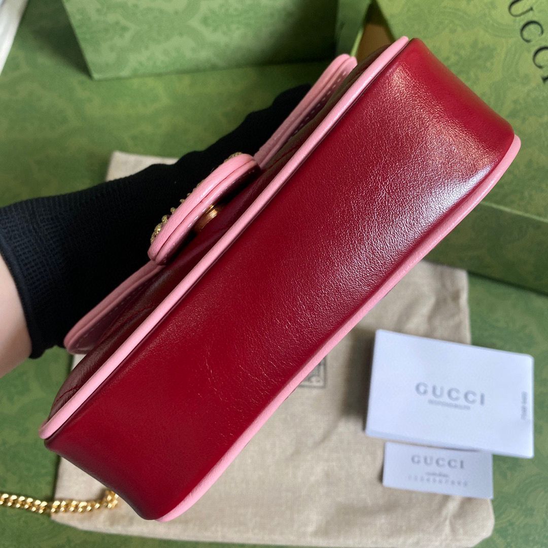 Gucci GG Marmont super mini bag 574969 Wine&Pink