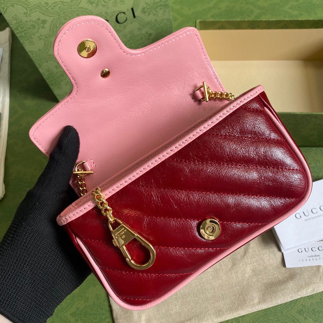 Gucci GG Marmont super mini bag 574969 Wine&Pink